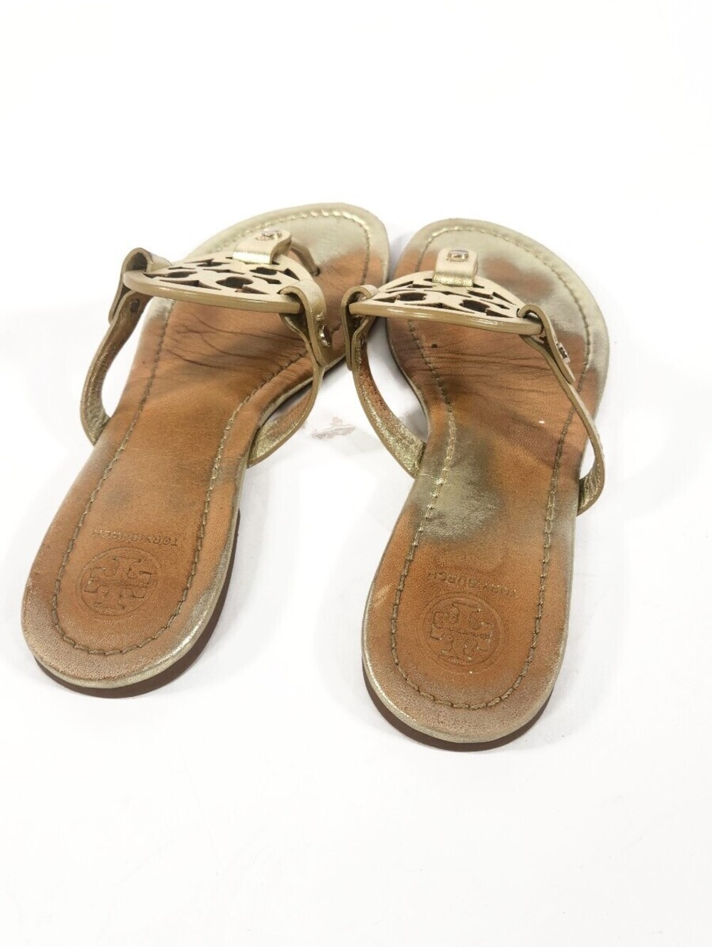 Tory Burch Metallic Gold Miller Sandals Size 7 - Picture 3 of 7